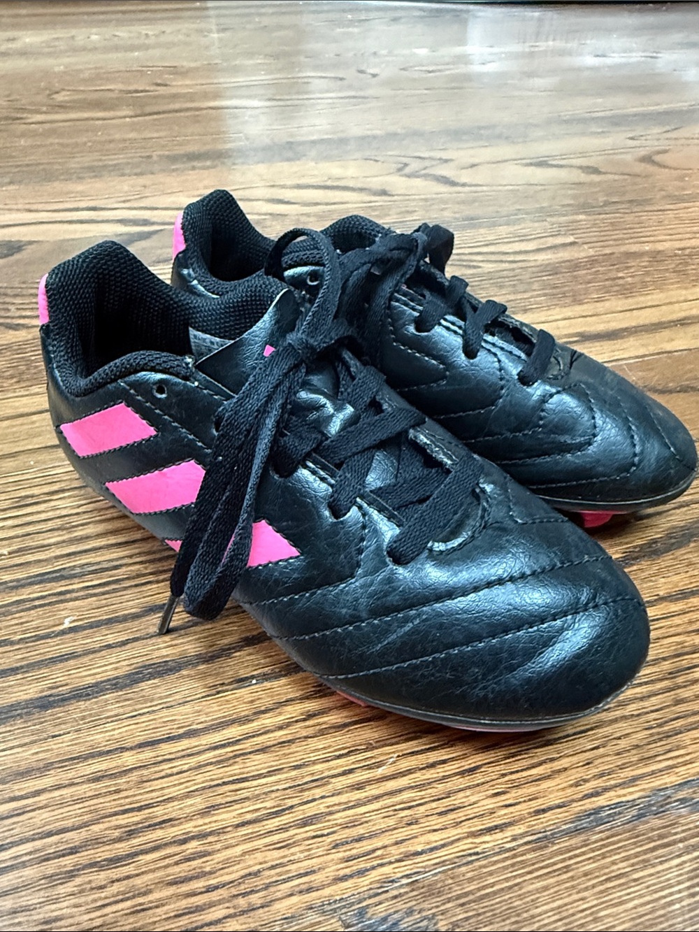 Adidas Black and Pink Kids Soccer Cleats